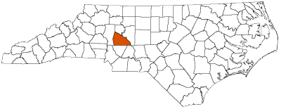 Map of North Carolina with Rowan County highlighted